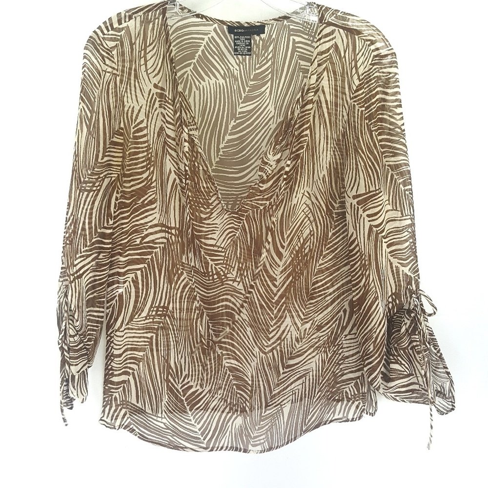 BCBGMaxAzria Sheer Print Blouse